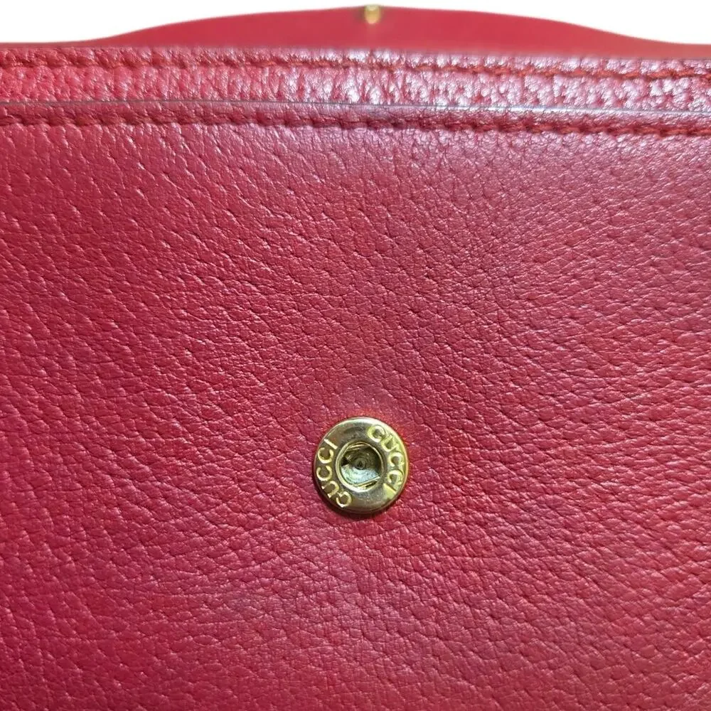 Gucci‎ GG Embroidered Floral Crystal Continental Red Leather Trifold Wallet